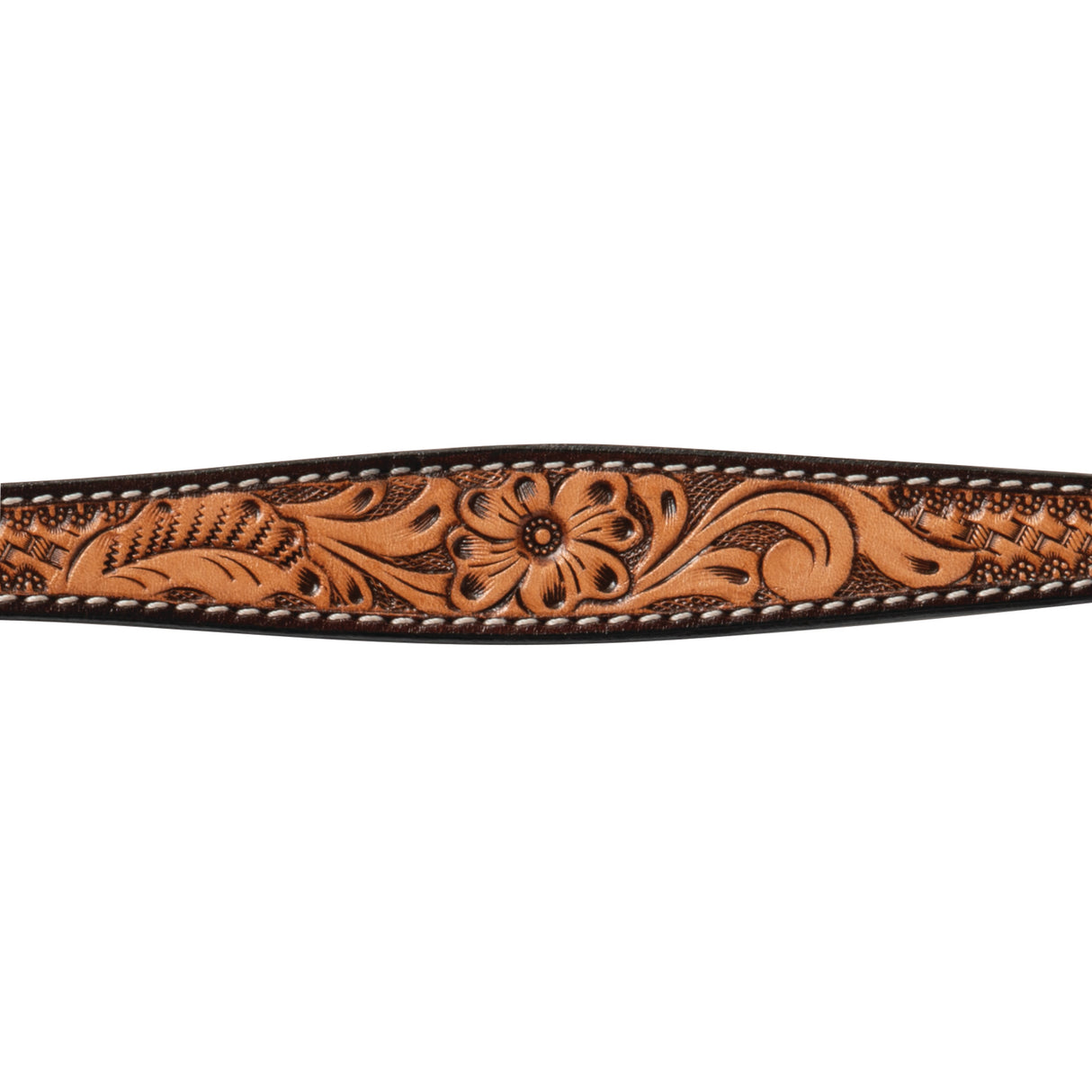 Floral Tooled Leather Dog Collar, 3/4", detail