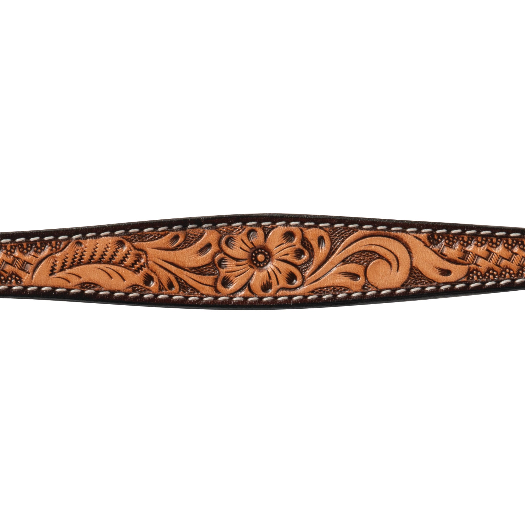 Floral Tooled Leather Dog Collar, 3/4", detail