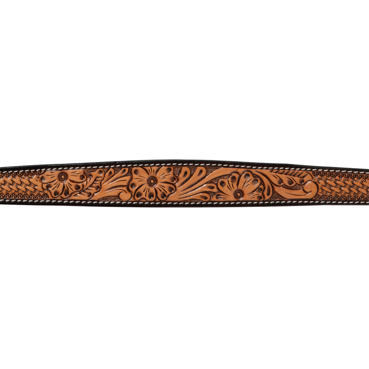 Floral Tooled Leather Dog Collar, 1", detail