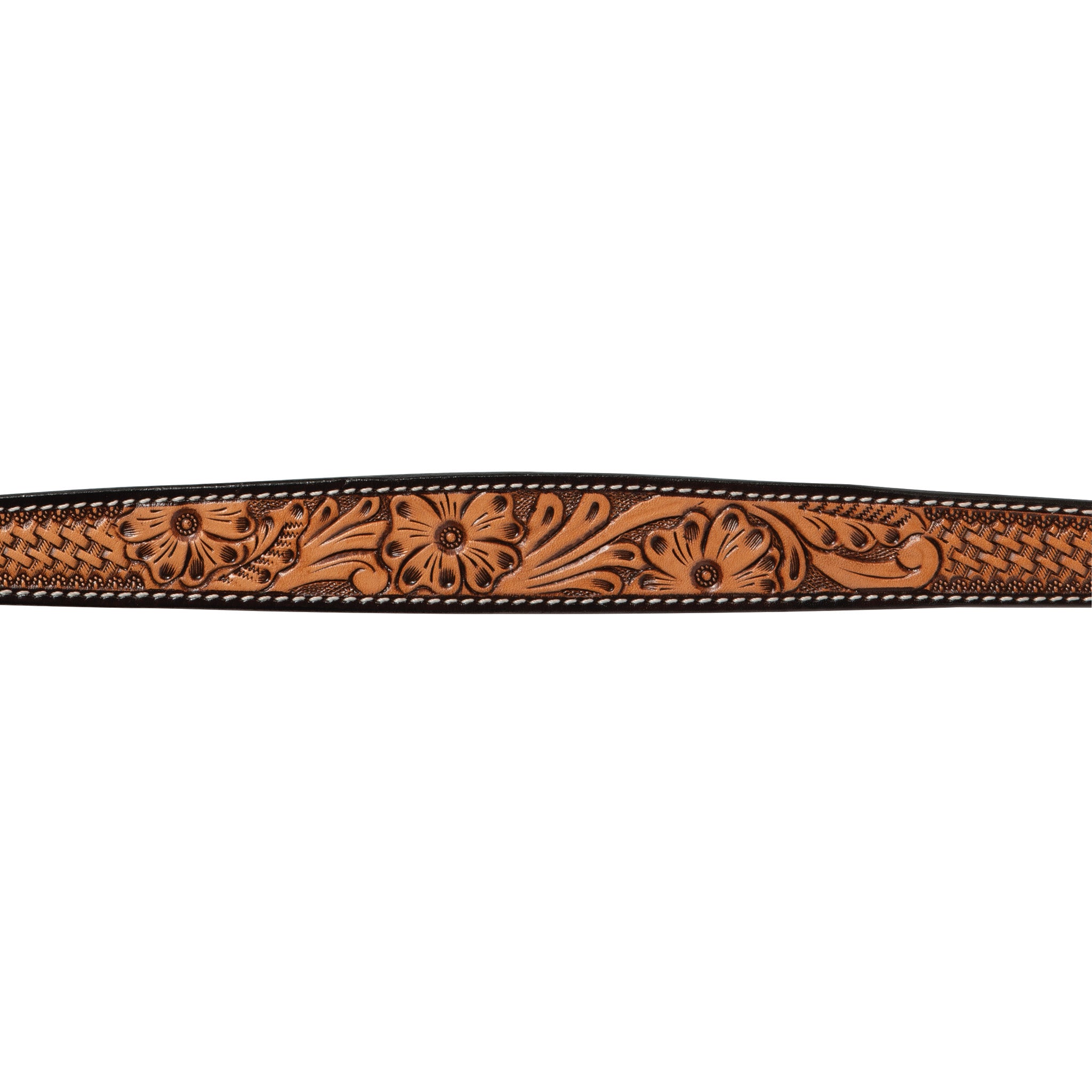 Floral Tooled Leather Dog Collar, 1", detail