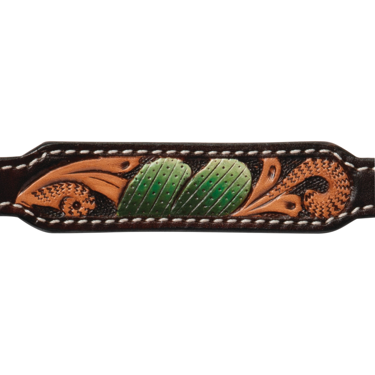 Painted Cactus Leather Dog Collar, 13", detail