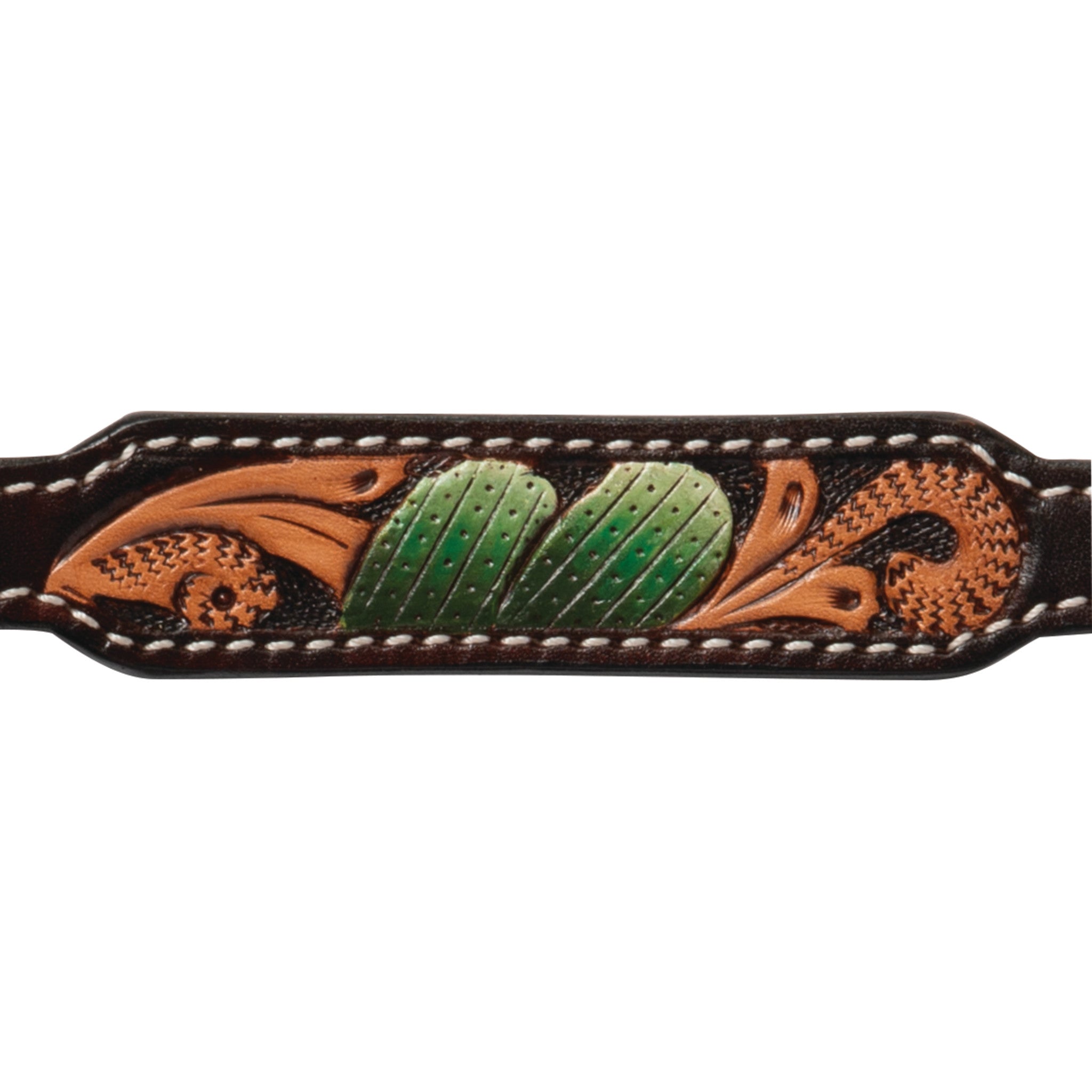 Painted Cactus Leather Dog Collar, 13", detail