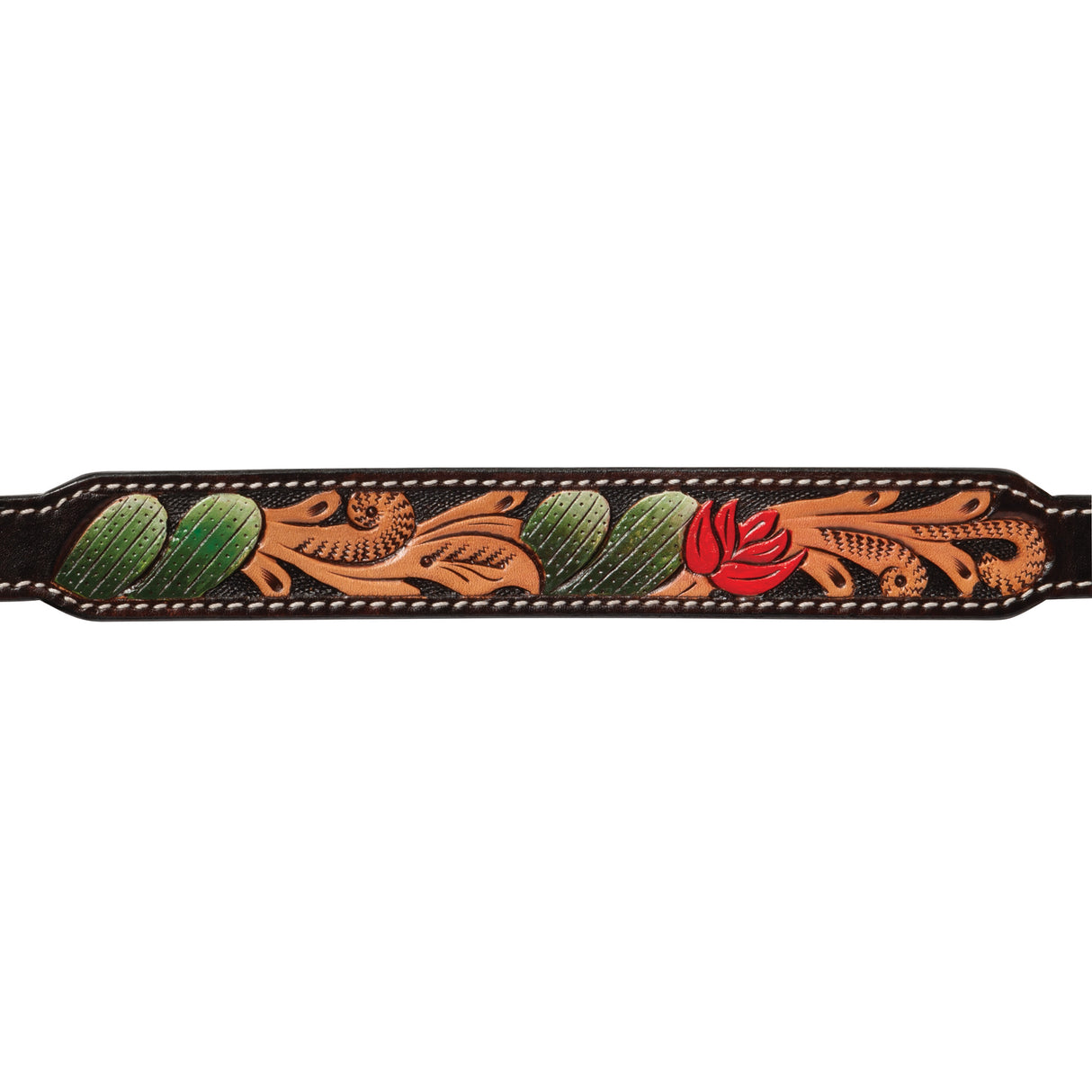 Painted Cactus Leather Dog Collar, 15" - 19", details