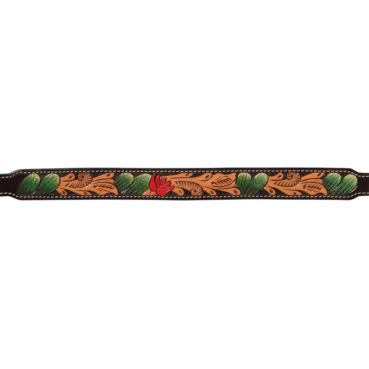 Painted Cactus Leather Dog Collar, 21" - 25", details