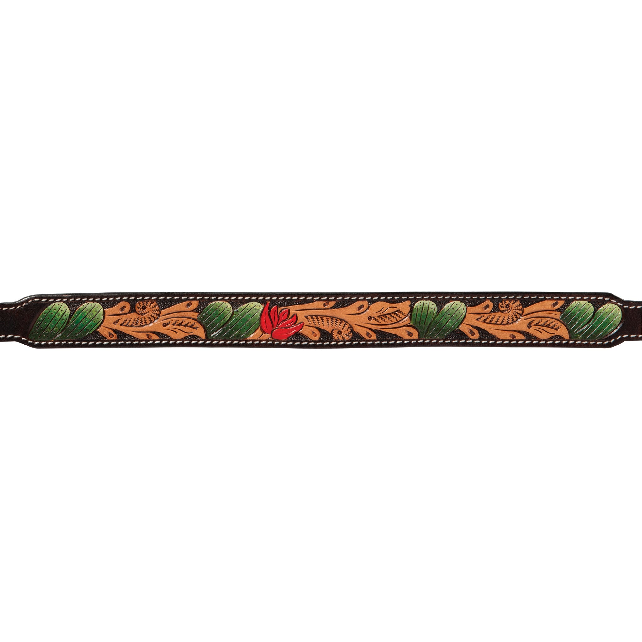 Painted Cactus Leather Dog Collar, 21" - 25", details
