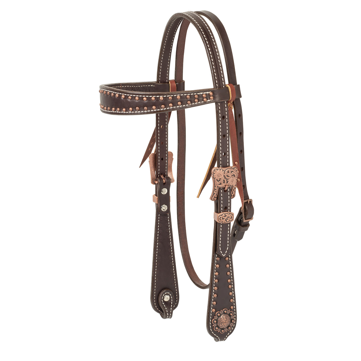 Western Outlaw Headstall, Copper Accents