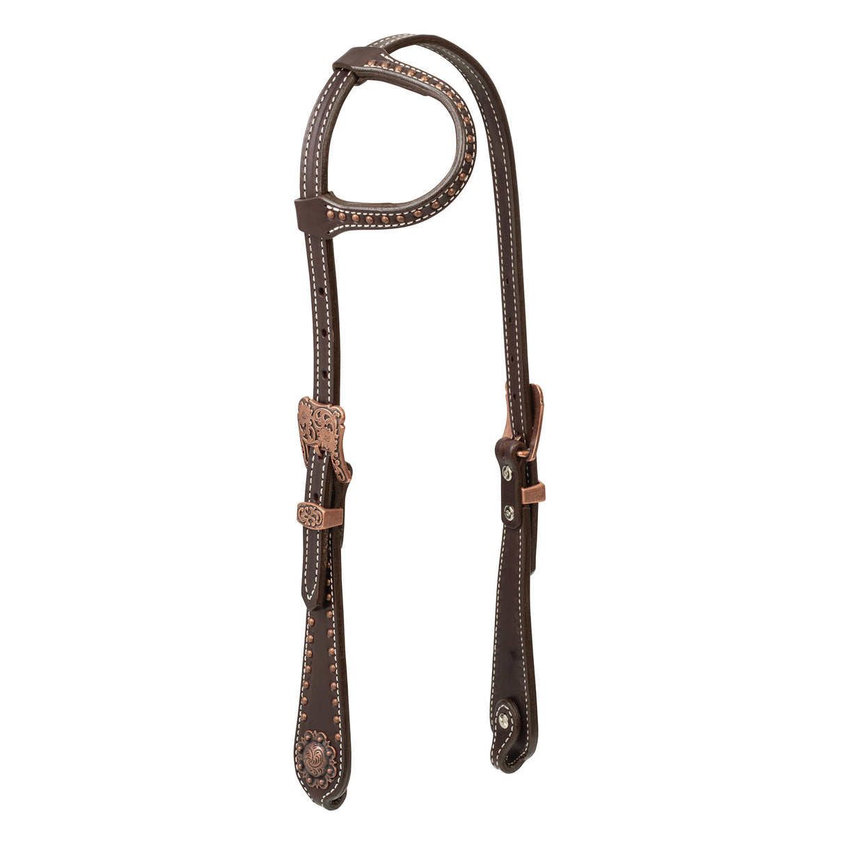Western Outlaw Headstall, Copper Accents