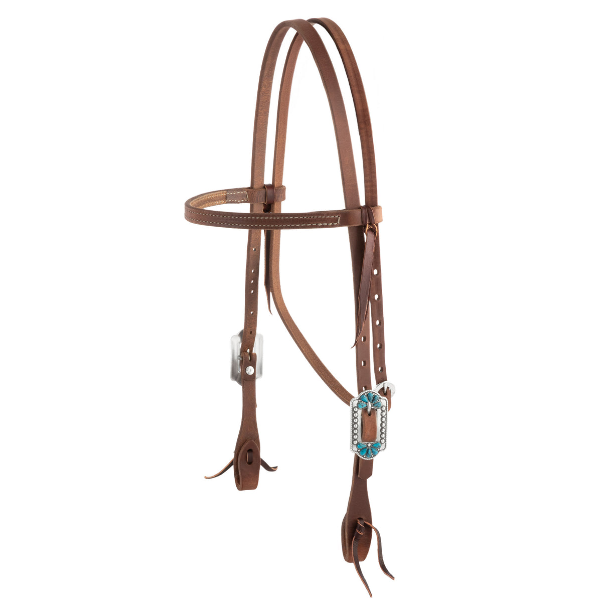 ProTack® Headstall with Designer Hardware, Turquoise Flower, Straight Browband