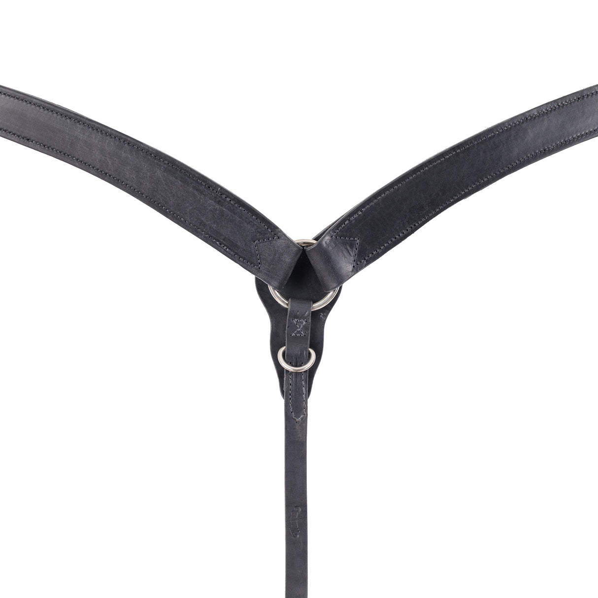 Black Leather Contoured Ring-in-Center Breast Collar