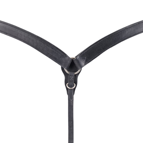 Black Leather Contoured Ring-in-Center Breast Collar