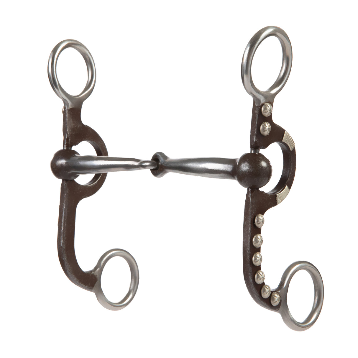 4-5/8" Pony Bit, 2-Piece Snaffle Mouth, Buffed Black