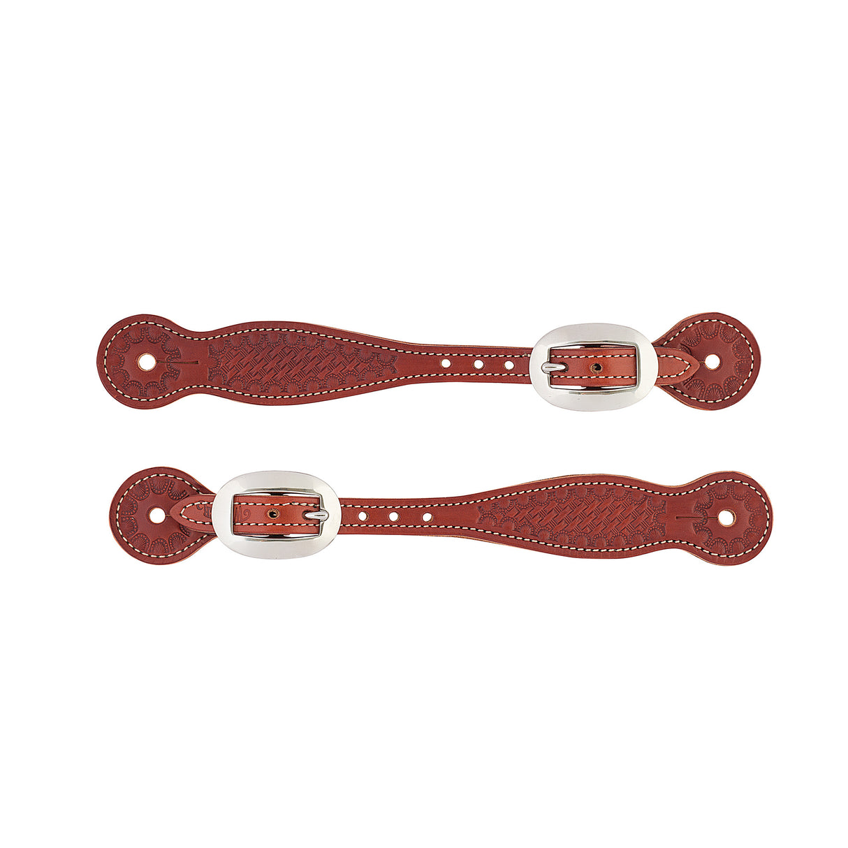 Basketweave Skirting Leather Spur Straps, Thin,