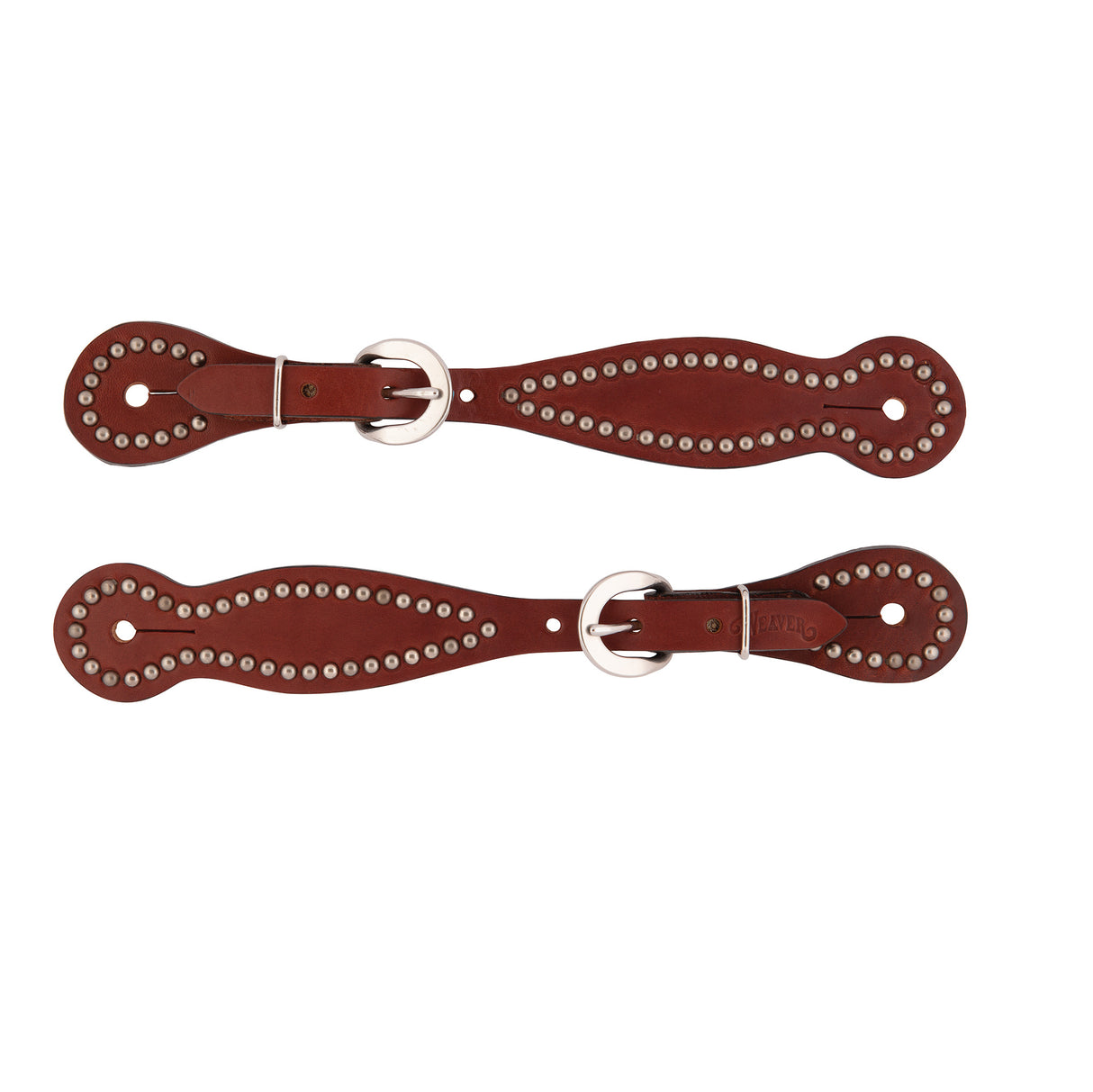 Bridle Leather Ladies' Spur Straps with Spots, Chestnut