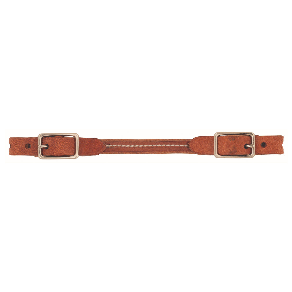 Harness Leather Rounded Curb Strap, Nickel Plated Hardware