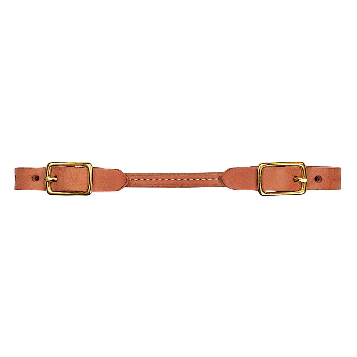 Harness Leather Rounded Curb Strap, Solid Brass Hardware
