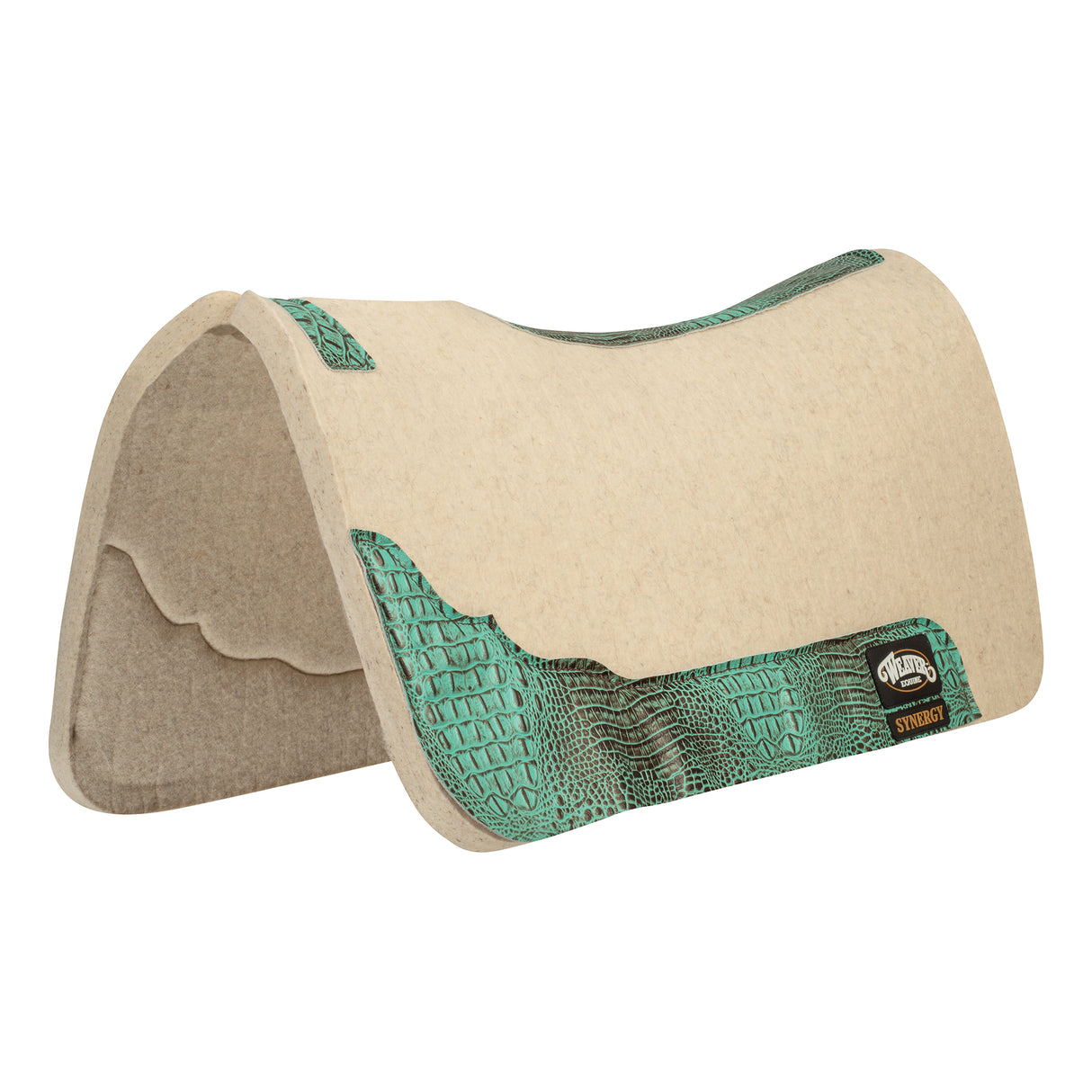 Limited Edition Saddle Pad: Natural, Turquoise Croc Wear Leather
