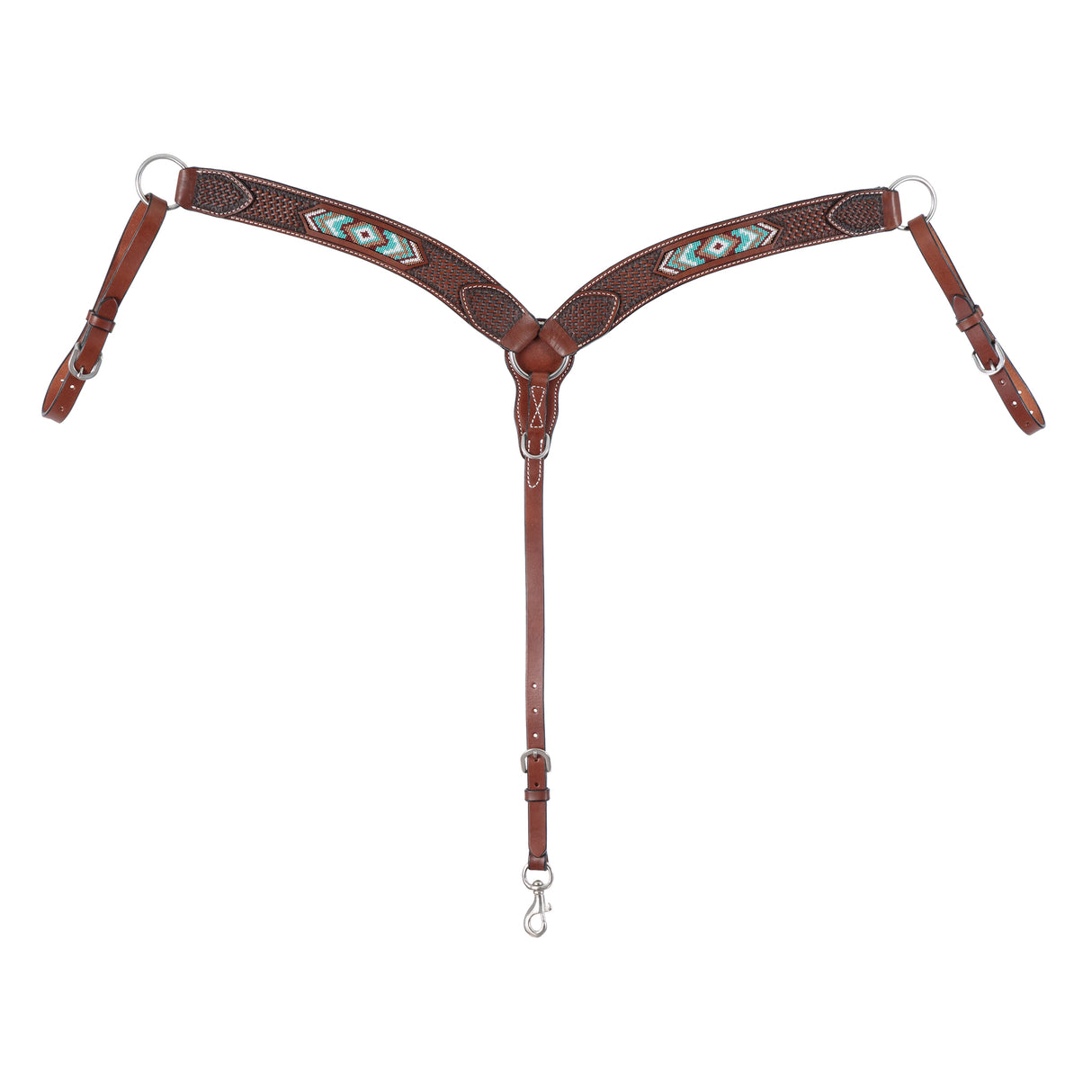 Beaded Contoured Breast Collar, Chestnut