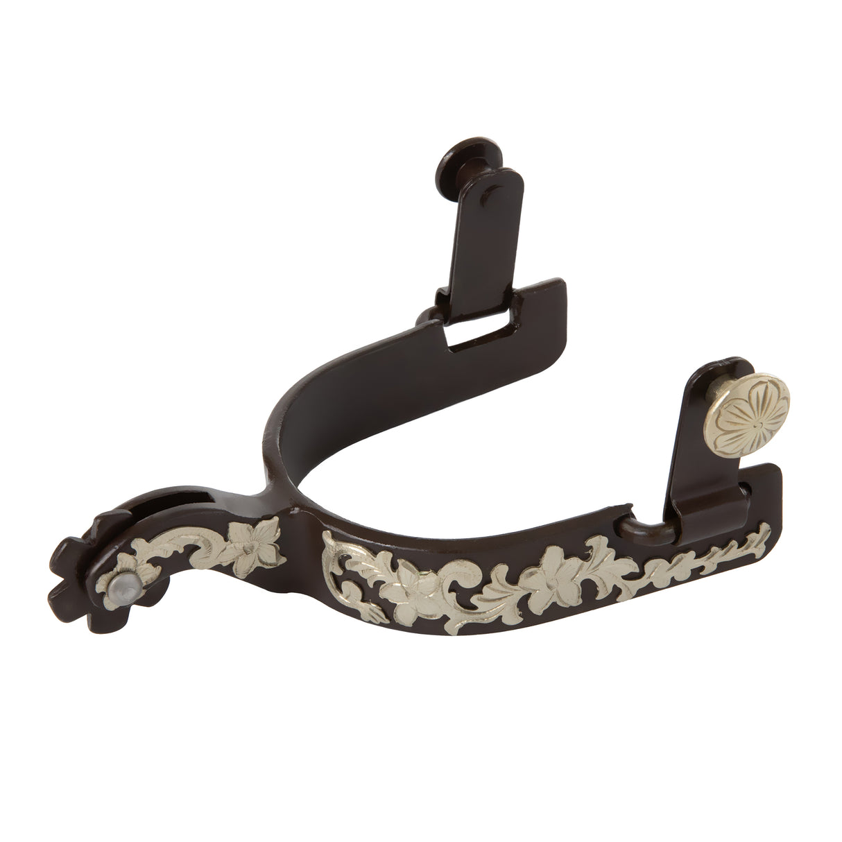 Ladies' Antiqued Show Spur with German Silver Floral Trim