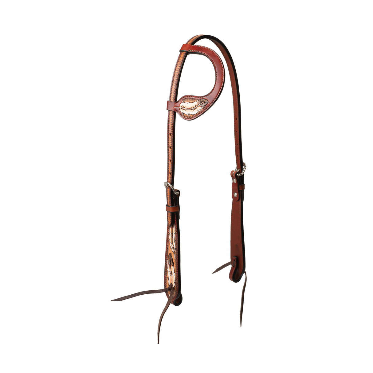 Turquoise Cross Coco Feather 5/8" Headstall