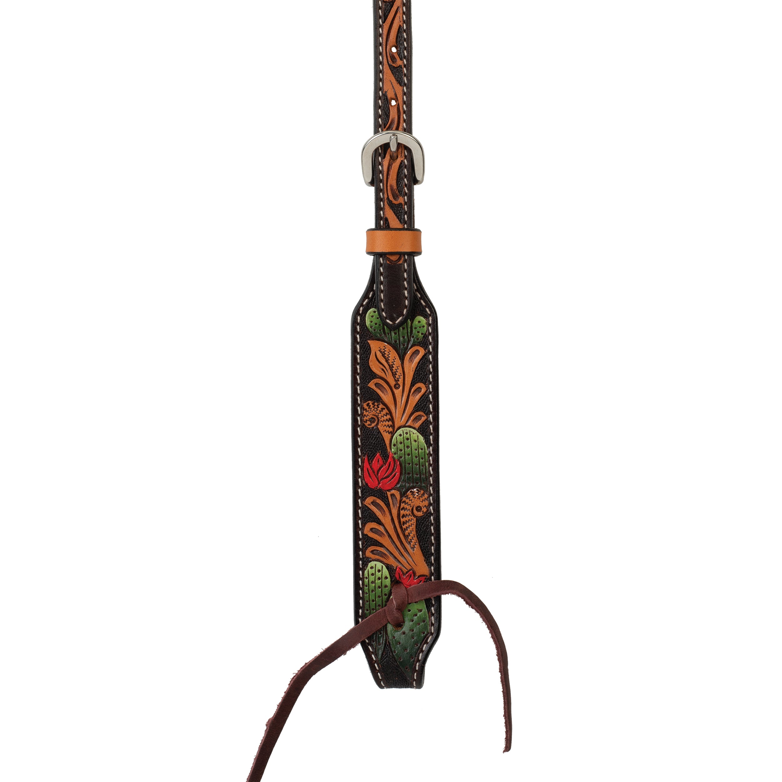 Turquoise Cross Cactus Tooled Headstall