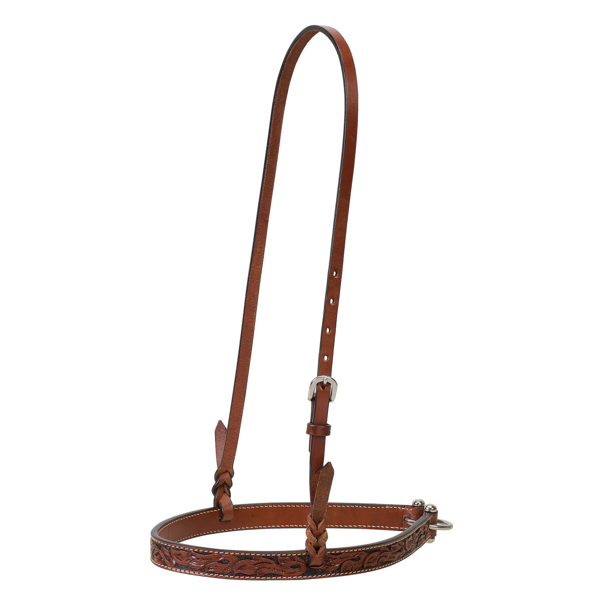 Turquoise Cross 1" Floral Carved Noseband