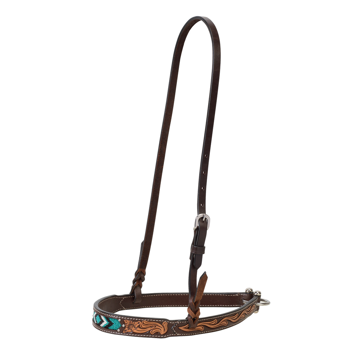 Turquoise Cross Turquoise Beaded 1-1/4" Noseband