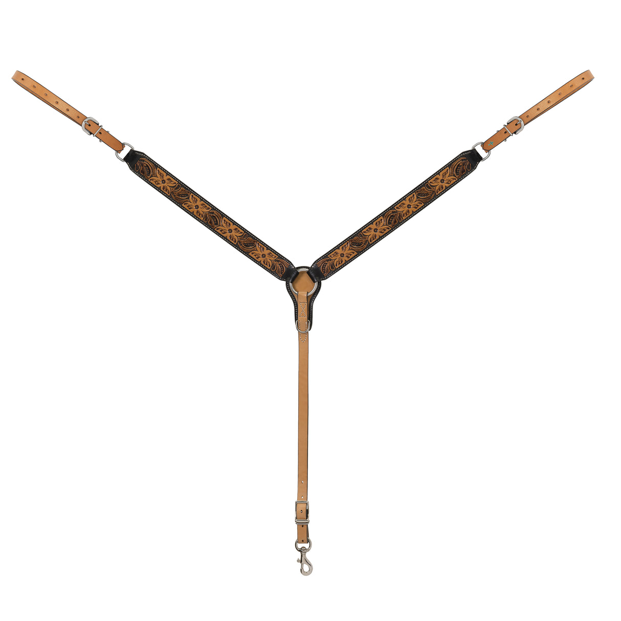 Turquoise Cross Floral Tooled Straight Breast Collar