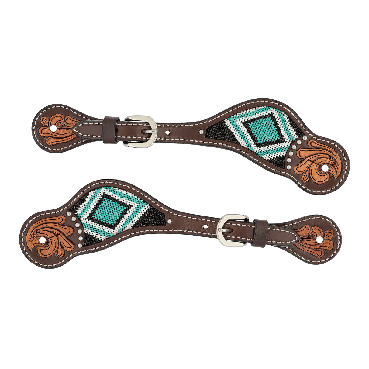 Turquoise Cross Turquoise Beaded Ladies' Spur Straps