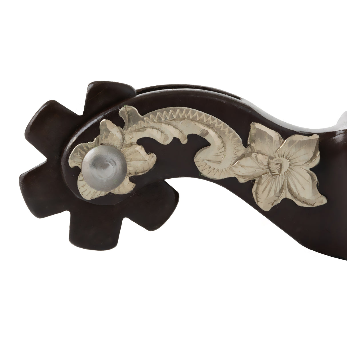 Ladies' Antiqued Show Spur with German Silver Floral Trim