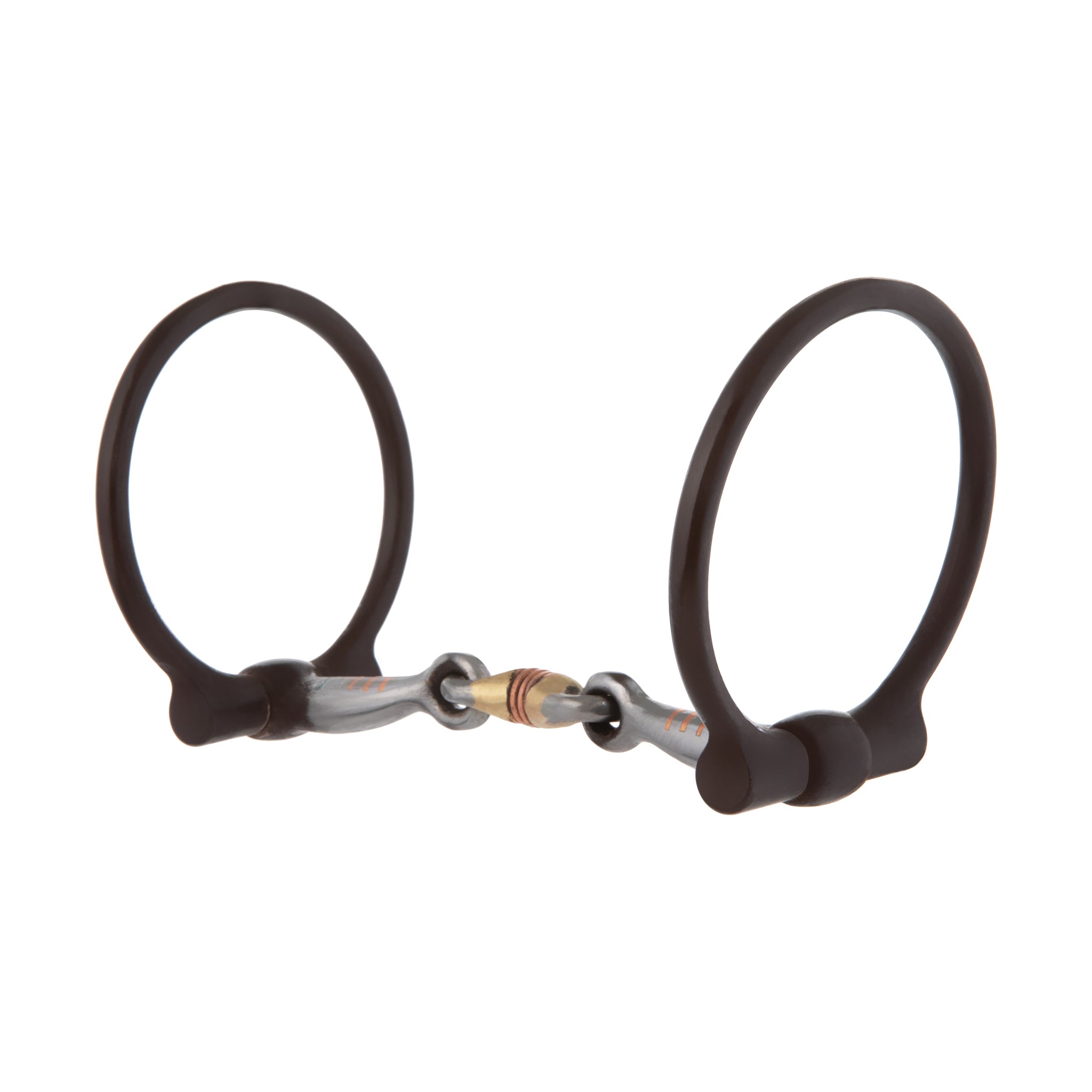 All Purpose Offset D Ring Snaffle Bit with 5" Sweet Iron Copper Wire Wrapped Dogbone Mouth