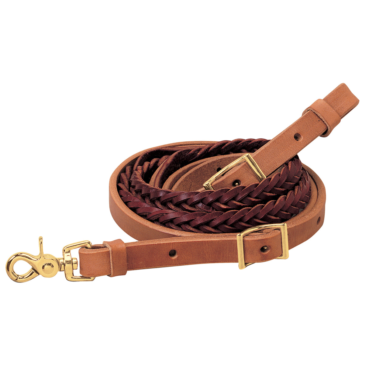 Russet/Burgundy 5-Plait Roper Reins, 3/4"