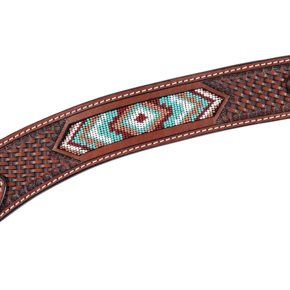 Beaded Contoured Breast Collar, Chestnut