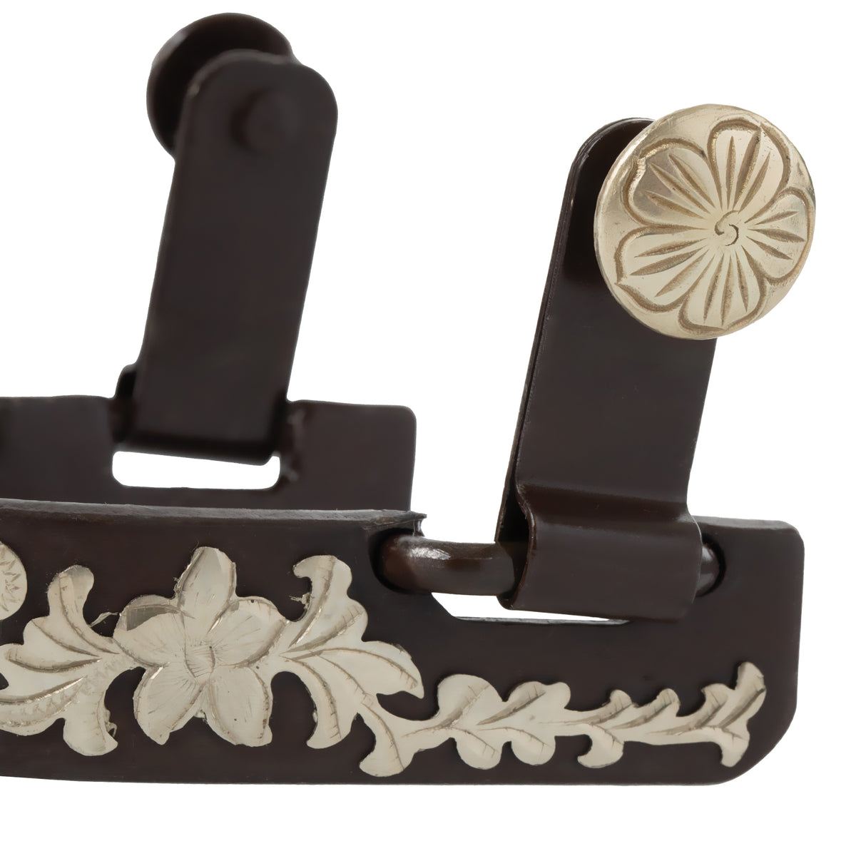 Ladies' Antiqued Show Spur with German Silver Floral Trim