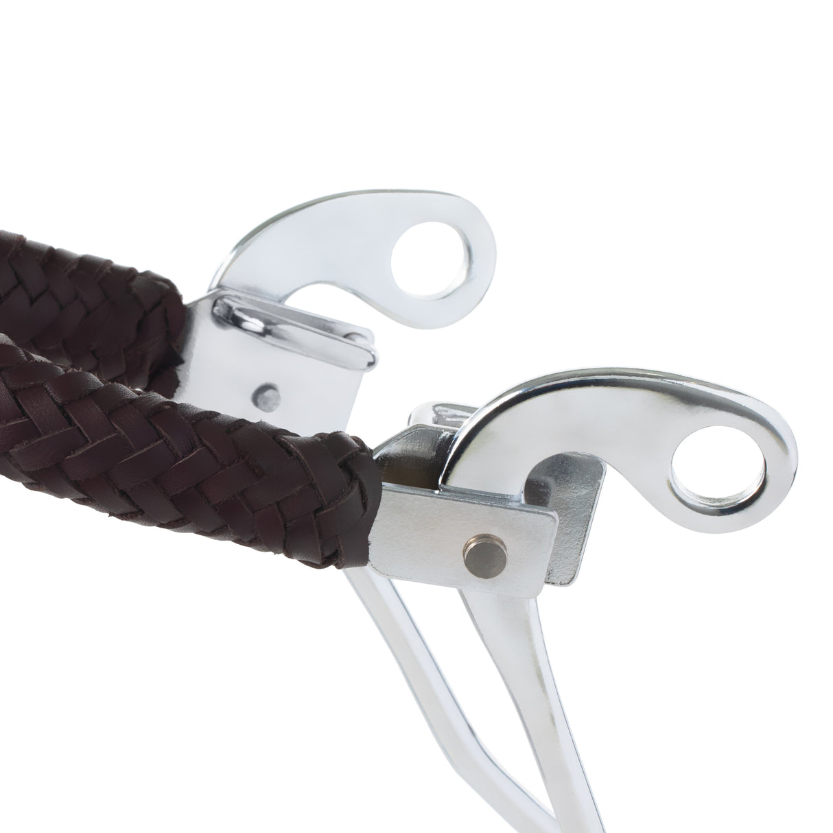 Hackamore Bit with Braided Leather Noseband, Chrome, 9" Cheeks