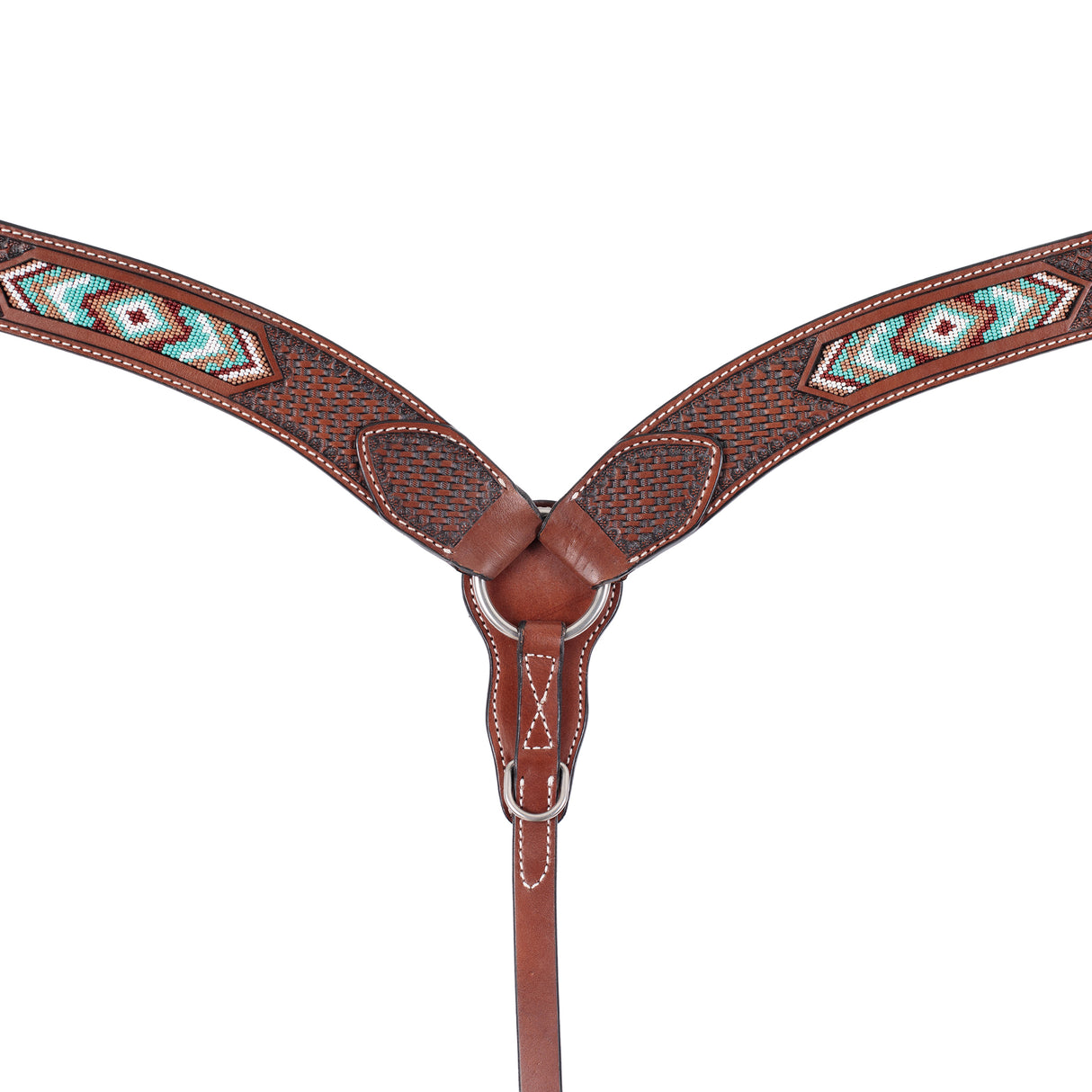 Beaded Contoured Breast Collar, Chestnut