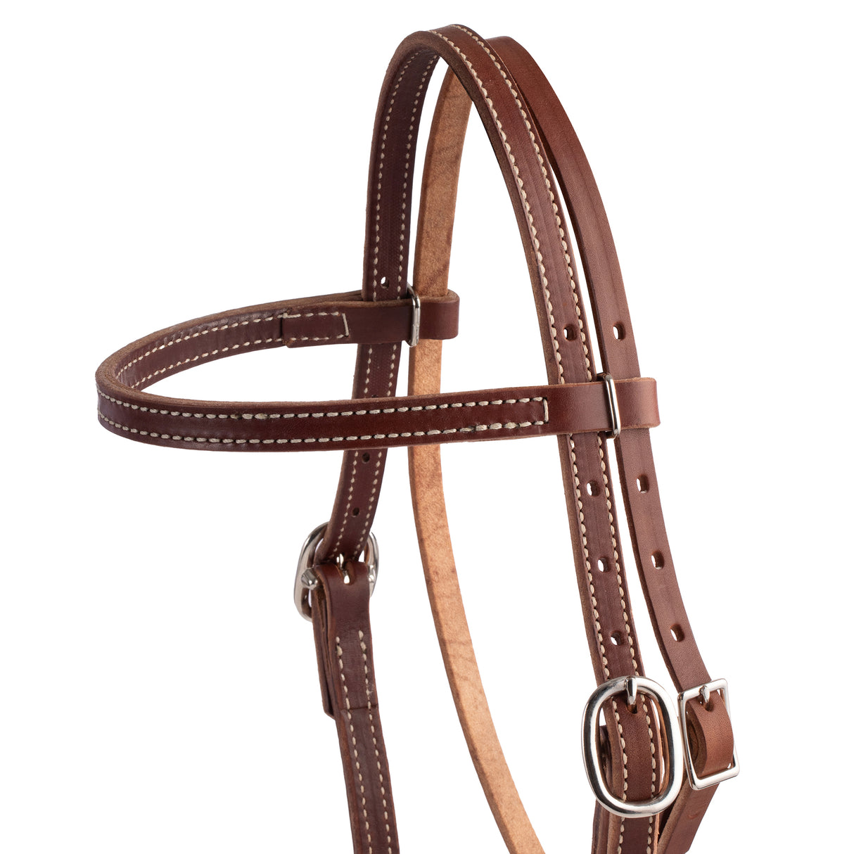 Pony Doubled and Stitched Harness Leather Browband Headstall