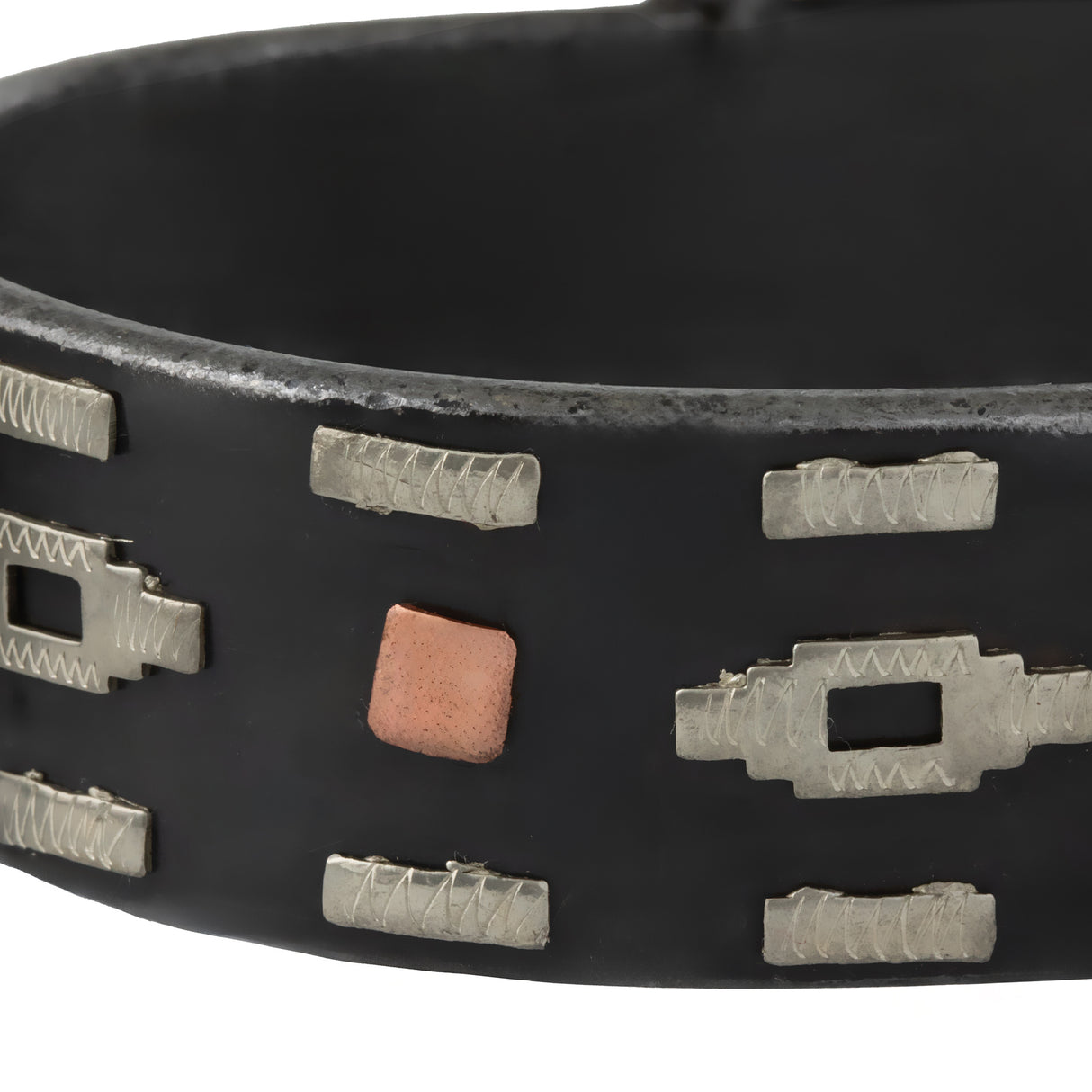 Men's Spur with German Silver Aztec Trim and Copper Dots