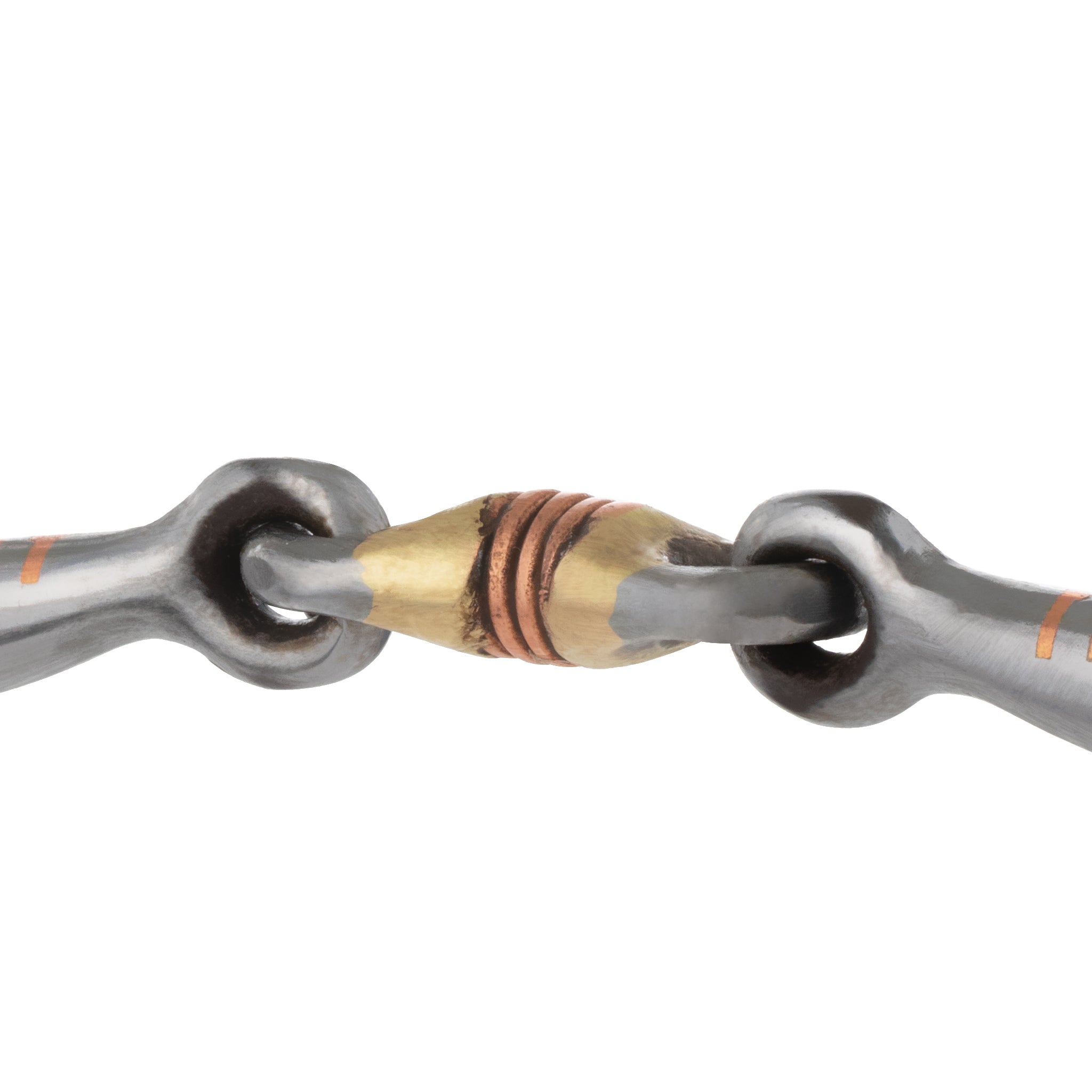 All Purpose Offset D Ring Snaffle Bit with 5" Sweet Iron Copper Wire Wrapped Dogbone Mouth