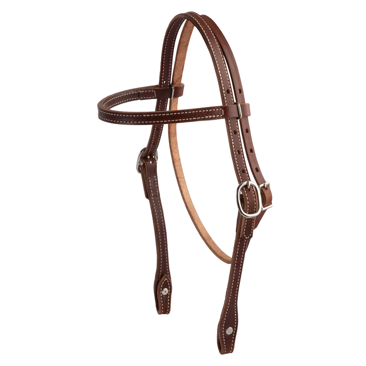 Pony Doubled and Stitched Harness Leather Browband Headstall