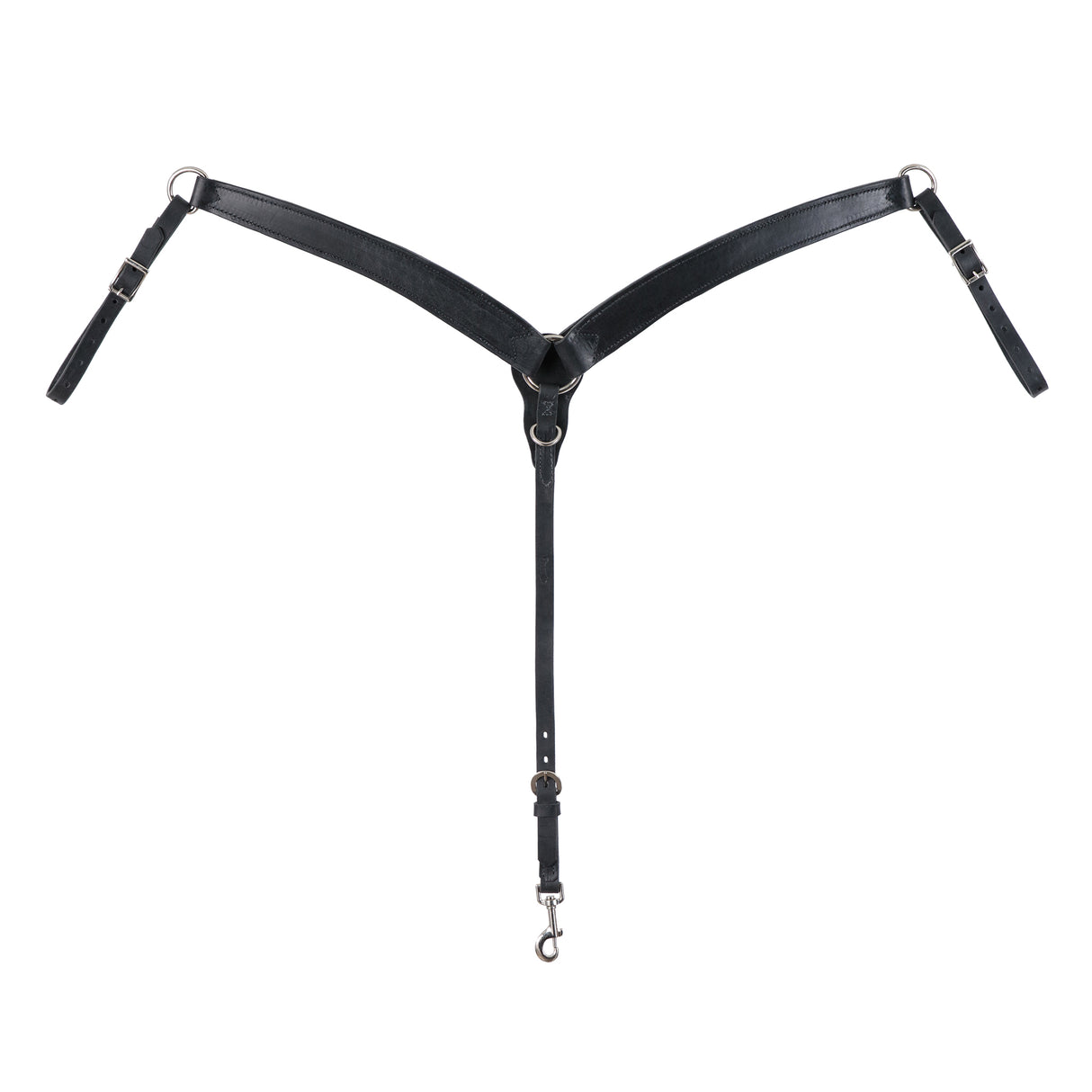 Black Leather Contoured Ring-in-Center Breast Collar