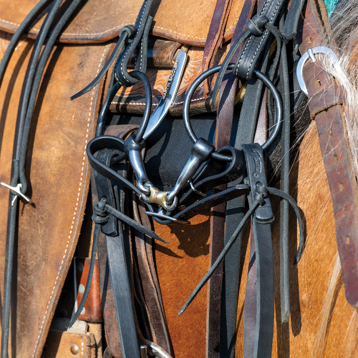 Ring Snaffle Bit with 5" Sweet Iron Dogbone Mouth with Copper Inlay