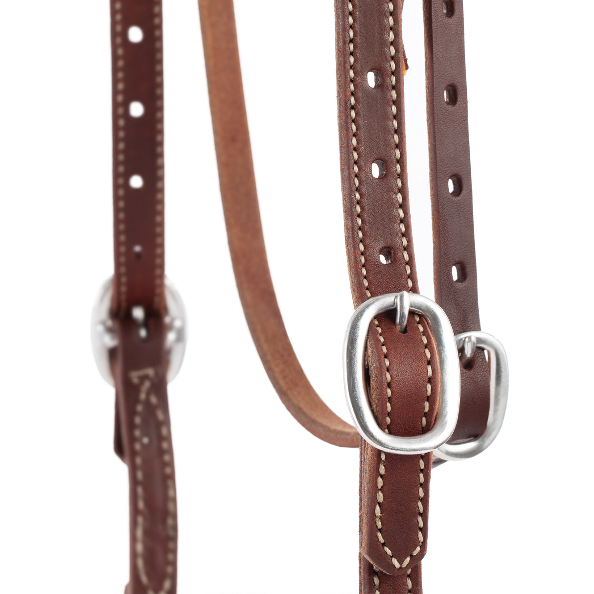 Working Tack Double and Stitched Browband Headstall, Buckle Bit Ends