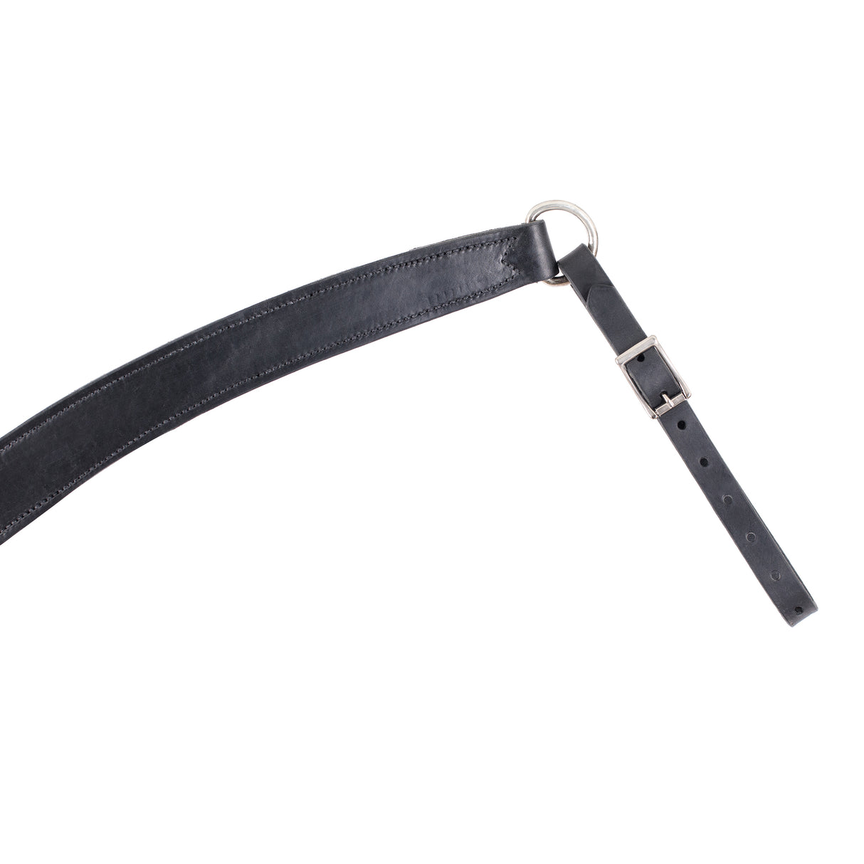 Black Leather Contoured Ring-in-Center Breast Collar