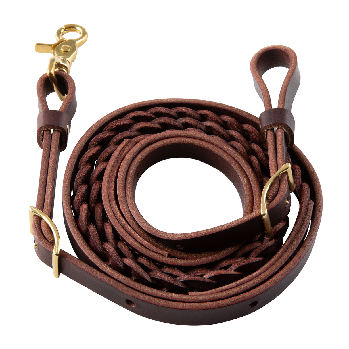 Burgundy Classic 3-Plait Roper Reins, 5/8"