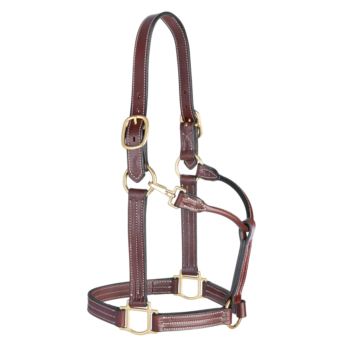 1-1/8" Thoroughbred Halter with Snap, Mahogany, Large