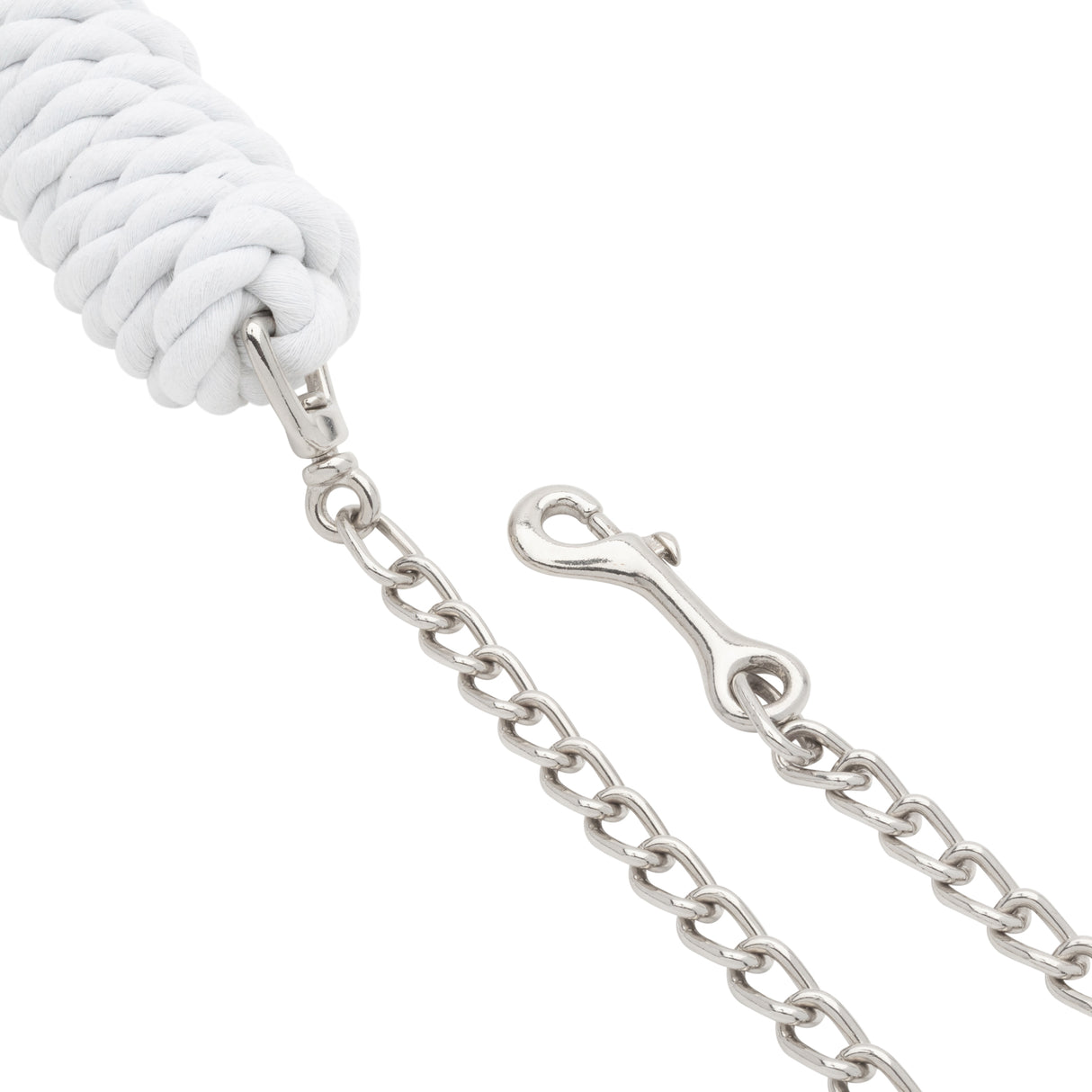 White Cotton Lead Rope with Nickel Plated Chain and 225 Snap