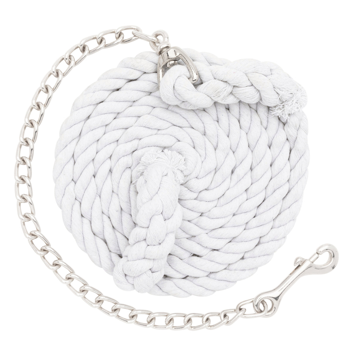 White Cotton Lead Rope with Nickel Plated Chain and 225 Snap