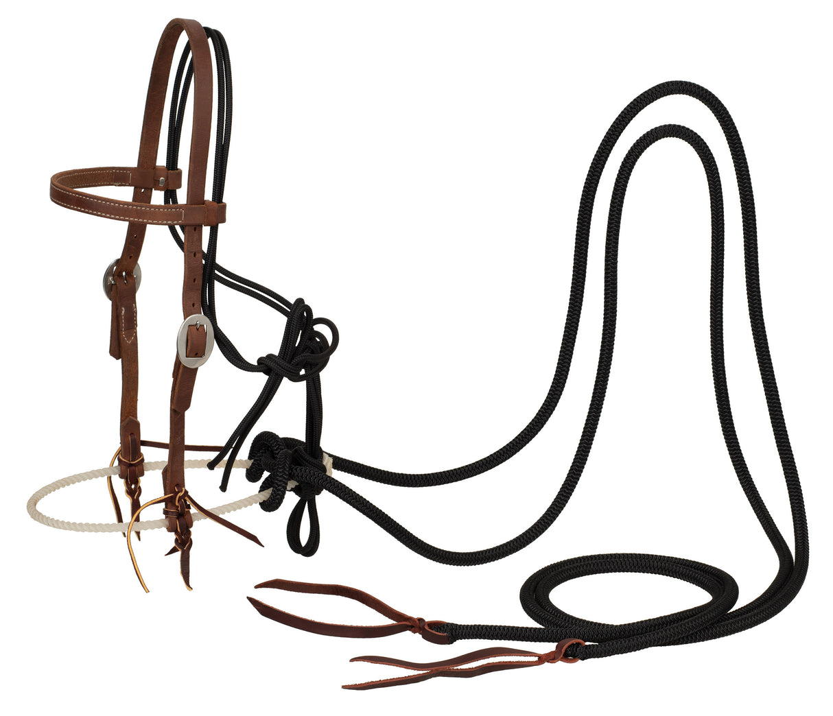 Loping Hackamore Leather Headstall/Rein