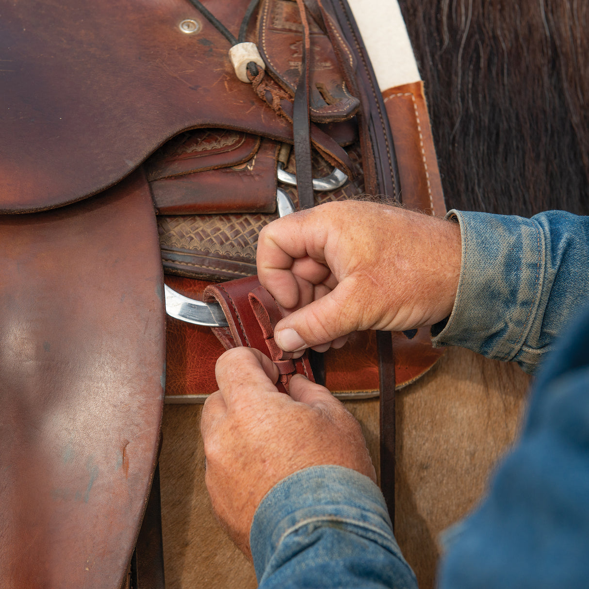 Doubled and Stitched Off Billet, Brown, 1-3/4"x39"