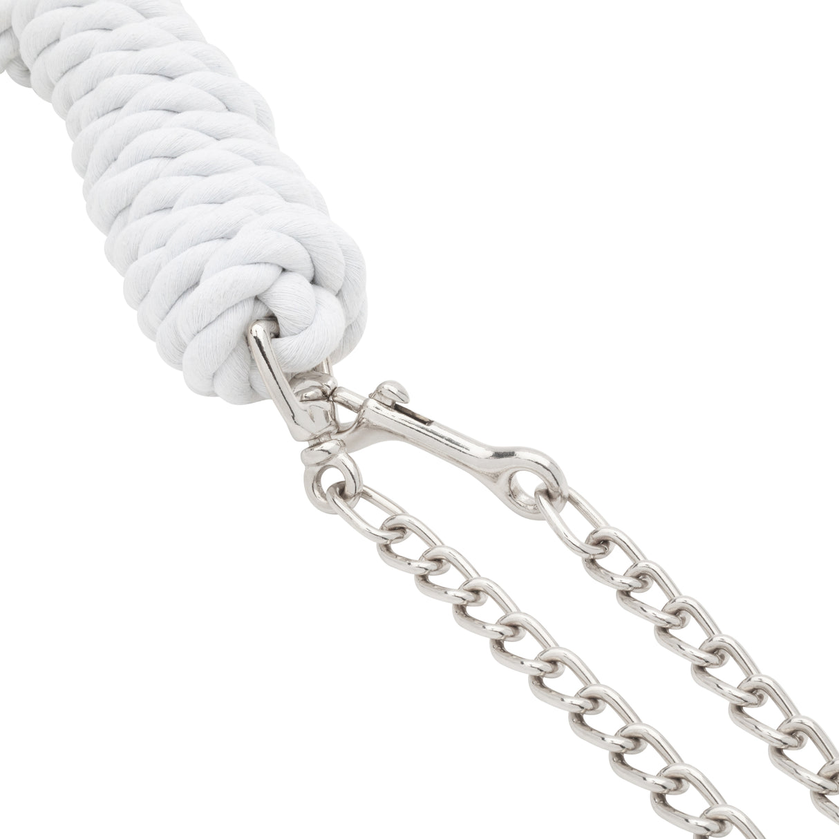 White Cotton Lead Rope with Nickel Plated Chain and 225 Snap